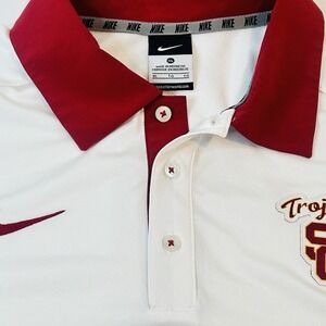 Nike Polo USC Trojans Men's XL White w/Red Collar